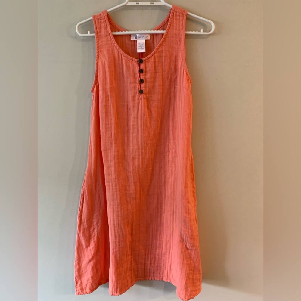 PINK PINEAPPLE Coral Sleeveless 100% Cotton Dress